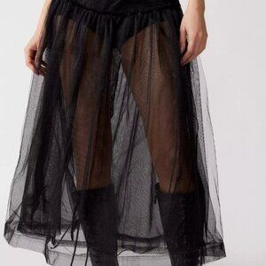 UO Brielle Sheer Tulle Midi Skirt [Size S]